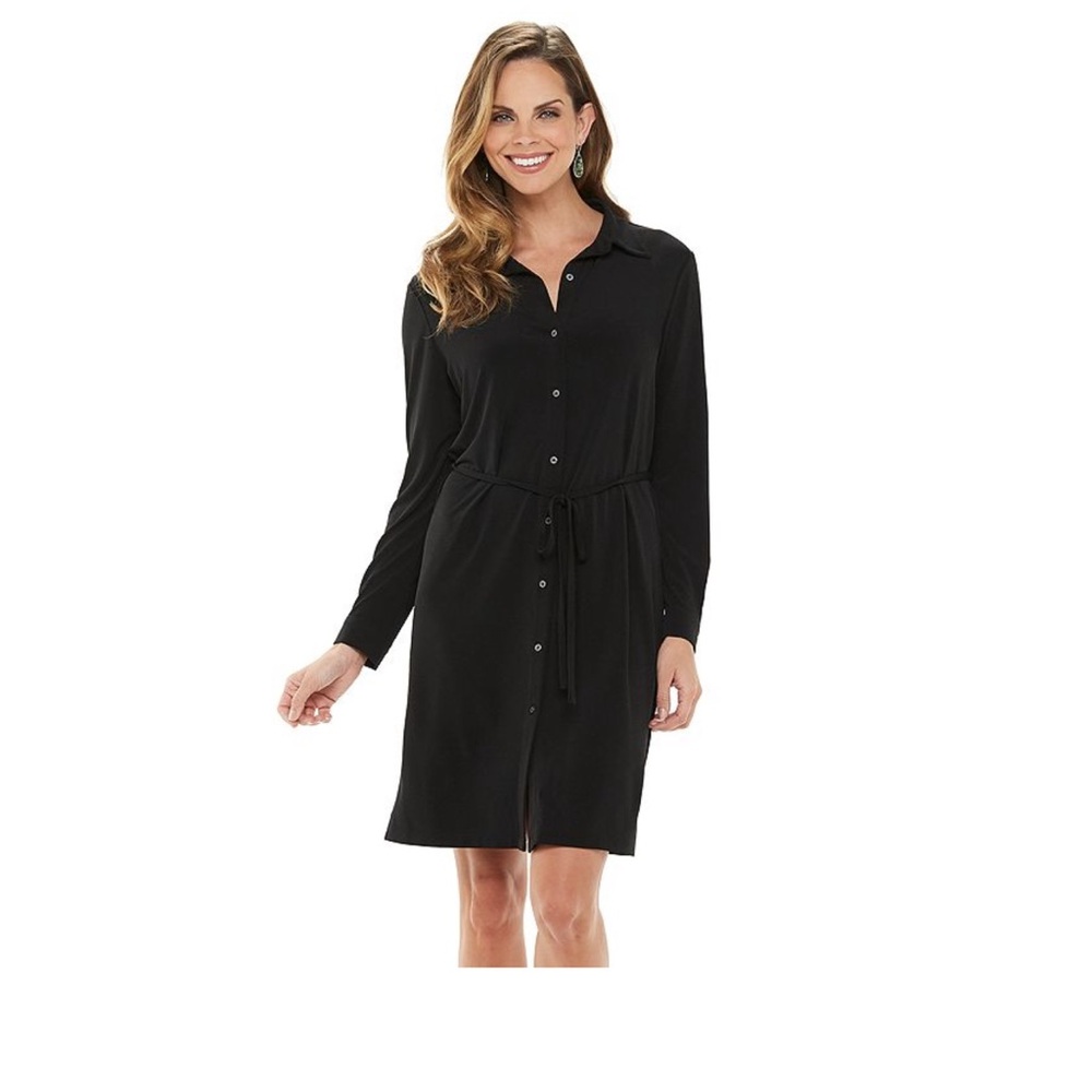 Chaps Black Long Sleeve Dress